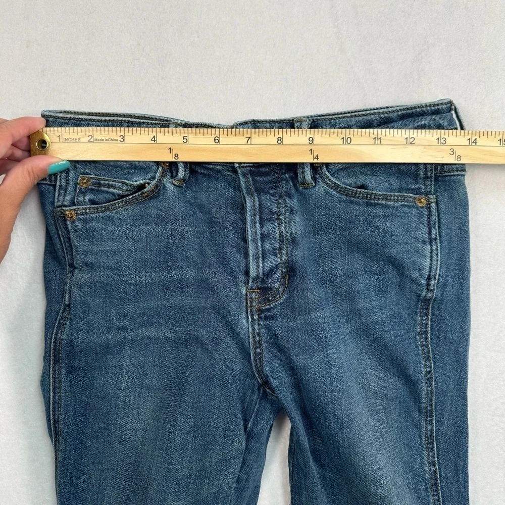Free People Button Fly Skinny Jeans Womens Size 25 Medium Blue Mid Rise